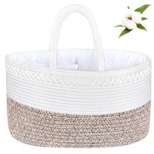 X-Large Diaper Caddy Organizer, Boho Rustic Cotton Rope Nursery Baby Basket, ...