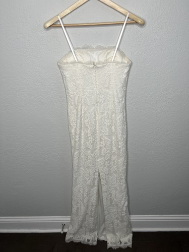 Adrianna Papell Wedding Dress Womens Size 4 White Lace Long Sleeveless Classic - Picture 3 of 12