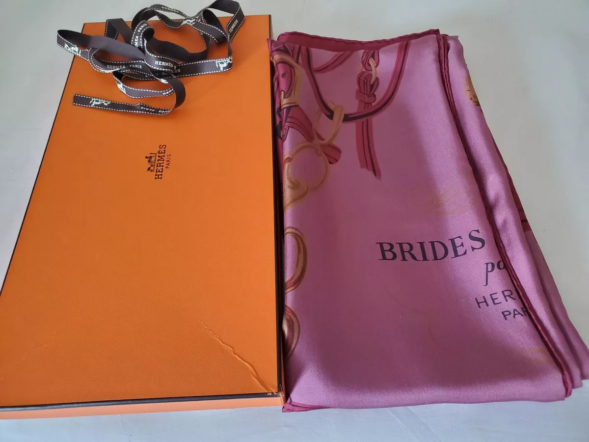 NEW HERMES 140CM RARE XL BRIDES DE GALA PINK 100% SILK SCARF SHAWL