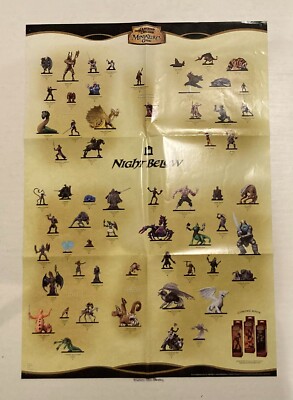 D&D Miniatures Night Below Set 2-Sided Checklist Drow Outpost Map Poster USED