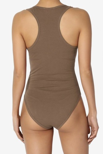 New Womens Racer Back Sleeveless Bodysuit Ladies Stretch Leotard Muscle Vest Top - Picture 128 of 165