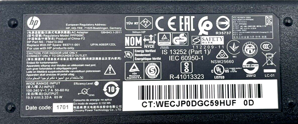 Genuine HP 65W USB-C Slim Travel Laptop Charger – For Spectre X360, Elite X2, Pro X2