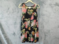 Maeve Dress Womens Small Floral Violetta Babydoll Swing Lace Hem Coastal Black