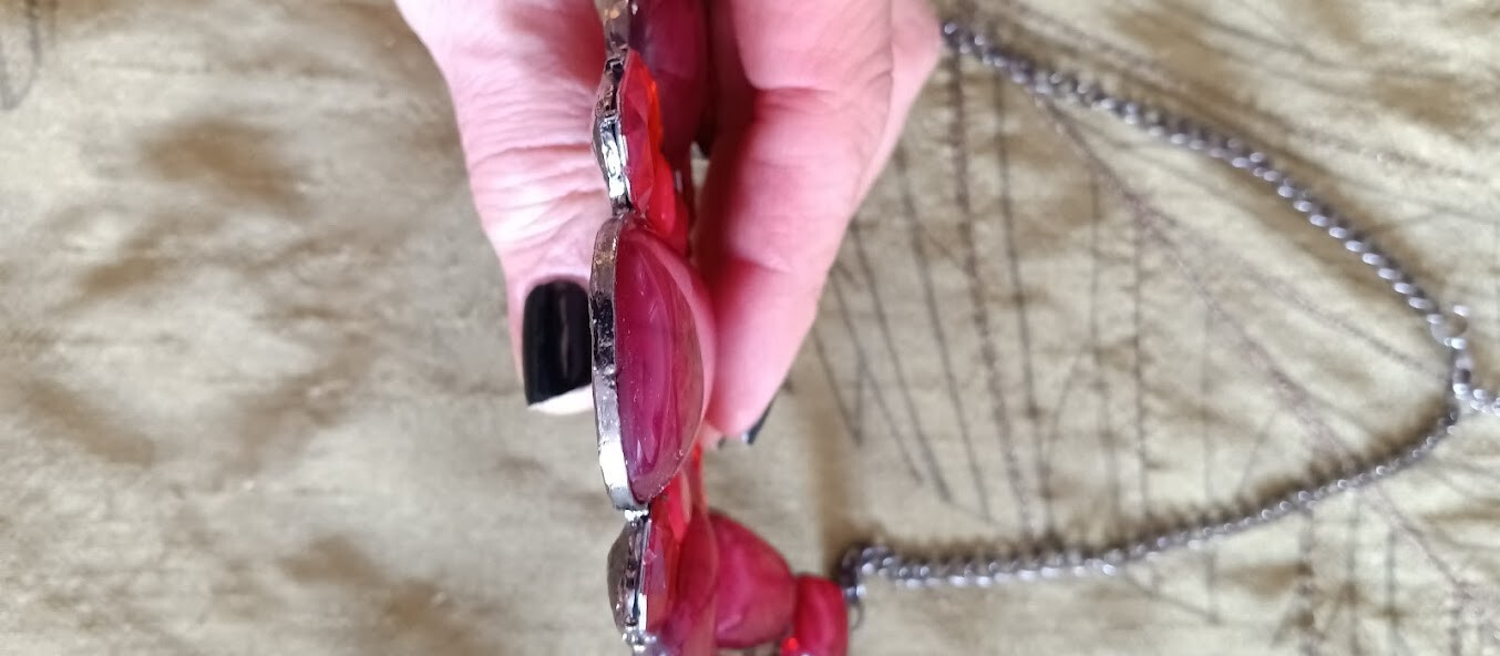 Stunning Red Beaded Statement Necklace - image 6