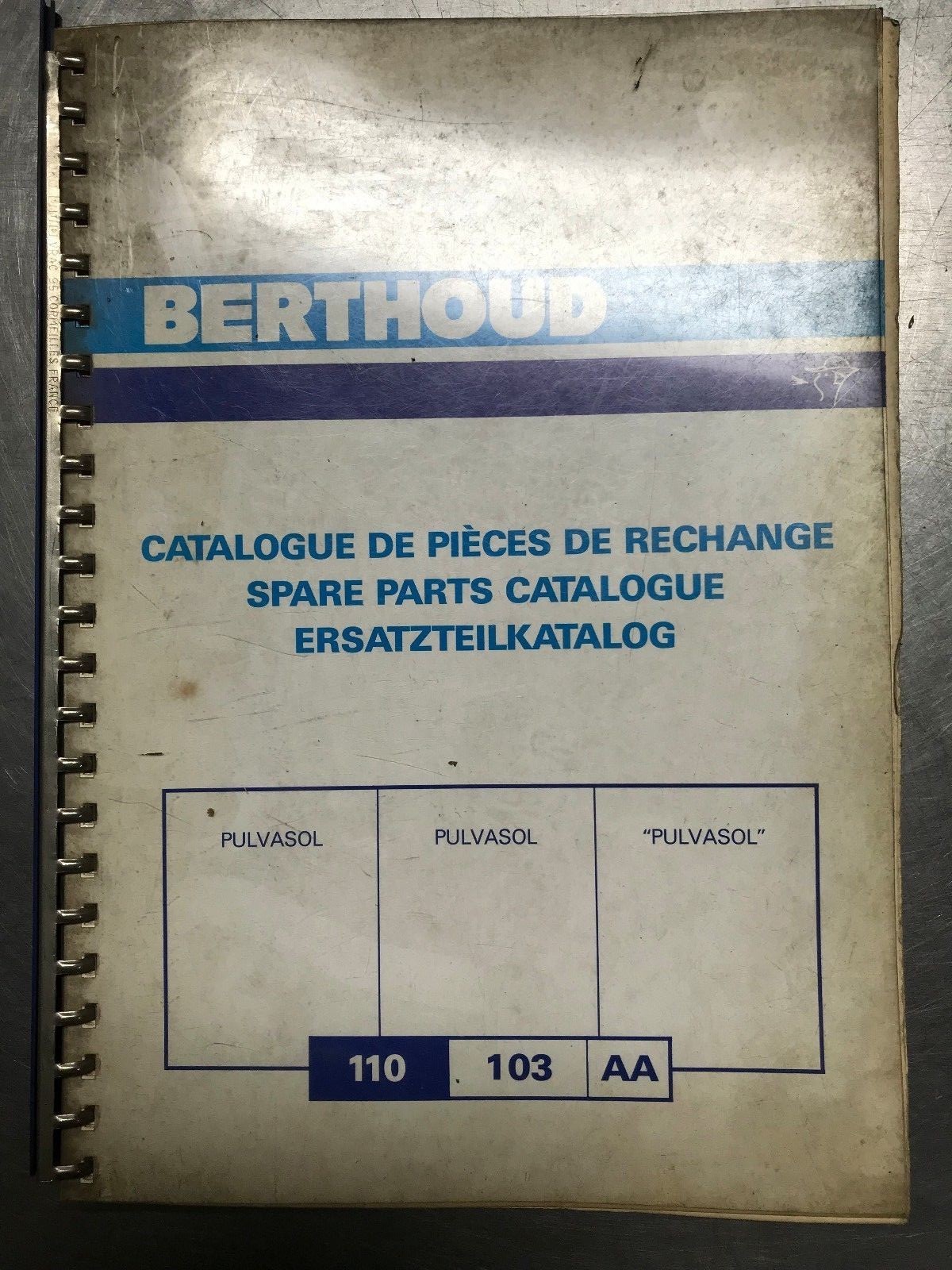 Berthoud Sprayer Parts Catalog Manual Pulvaso Sprayer 300, 400, 600