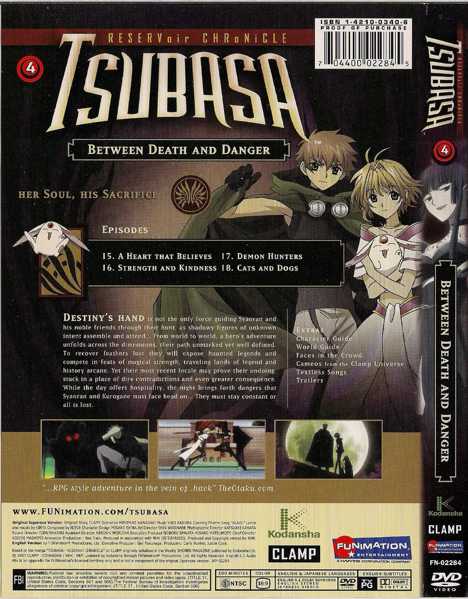 Tsubasa - Vol. 4: Between Death and Danger (DVD, 2007) Koichi Mashimo anime  704400022845