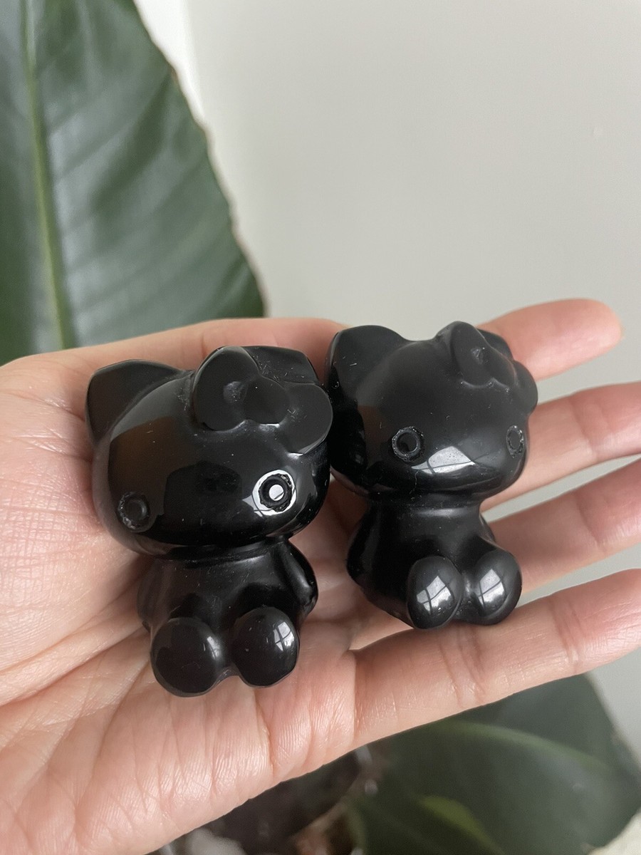 オブシディアンキティ Hello Kitty / happy kitty Black Obsidian Crystal Carving | eBay