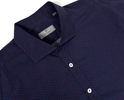 Canali 1934 CURRENT Purple Blue Geometric Button Up Shirt 2XL 