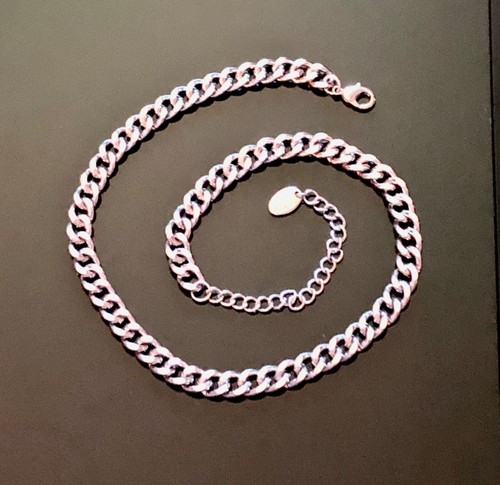 NWOT Brilliant Polished SSteel Edge Cut Cuban Curb Chain Unisex Collar Necklace - Picture 10 of 14