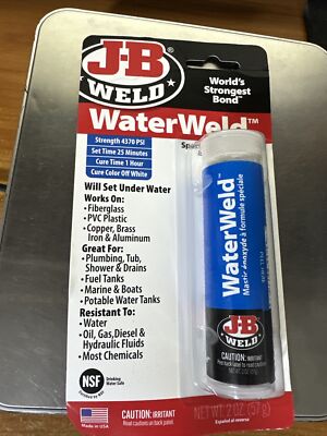 J-B Weld 8277 WaterWeld Epoxy Putty Stick - 2 oz., Off White, Fast Shipping 