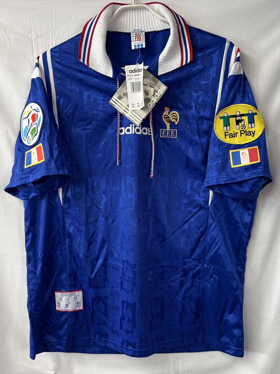 NWT 1996 France Home Jersey EURO 1996 Patch Football Soccer NWT 1996 France Home Jersey EURO 1996 Patch Football Soccer
