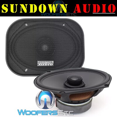SUNDOWN AUDIO E-68CX 6x8'' CAR COAXIAL 90W RMS 2-WAY DOME TWEETERS SPEAKERS NEW