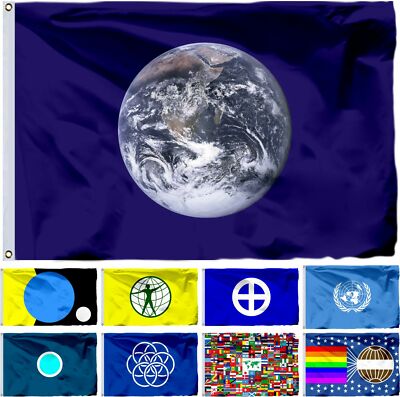 Earth Flag 3X5FT Planet Earth Day UN Peace Congress World Citizen Astrological