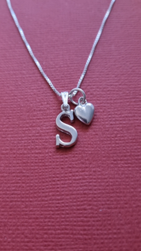Sterling Silver Initial Letter Necklace Alphabet Heart Solid 925 pendant n chain - Video 1 of 1