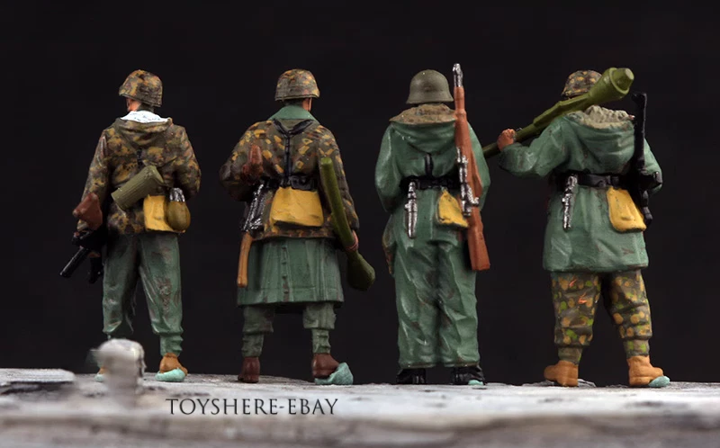 FIGURAS 1/72 SEGUNDA GUERRA MUNDIAL ALEMANIA 4 PIEZAS SOLDADOS DE GUERRA DE INVIERNO Fuerzas de Defensa alemanas en stock Foto 2 de 2