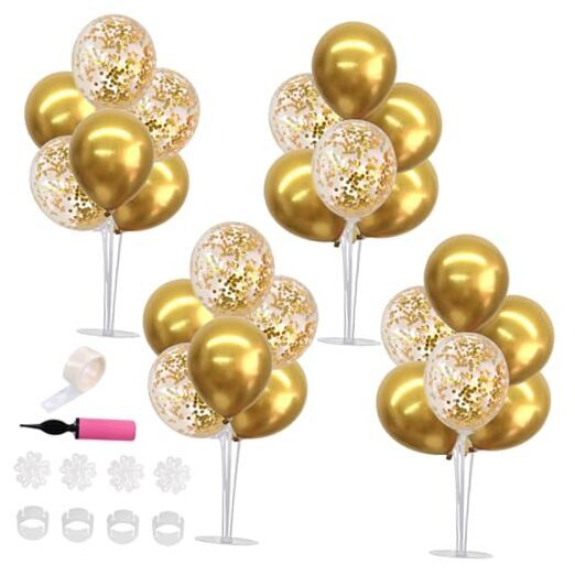 TONIFUL Birthday Decoration Balloon Centerpieces for Table,Balloon Stand Gold