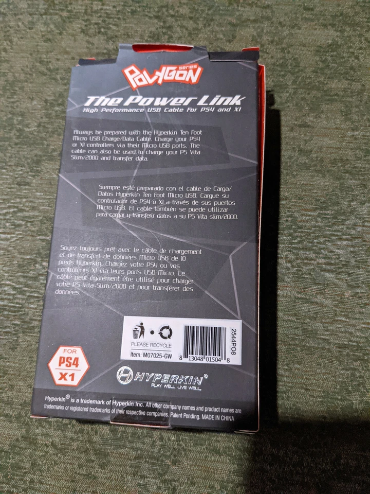 Cable USB Polygon The Power Link Alto Rendimiento PS4 XBox One Amarillo Foto 2 de 2