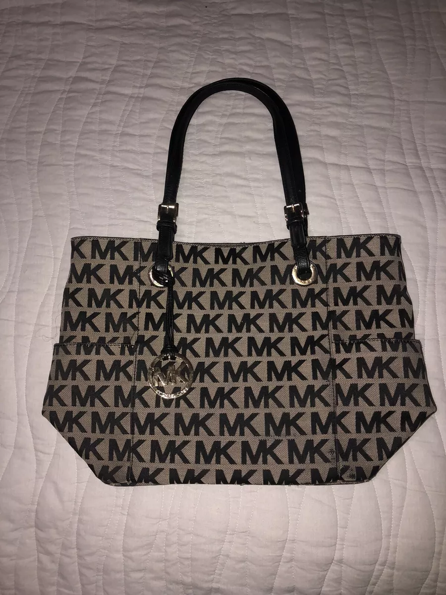 MICHAEL KORS MONOGRAM FABRIC CANVAS SHOULDER TOTE BAG PURSE