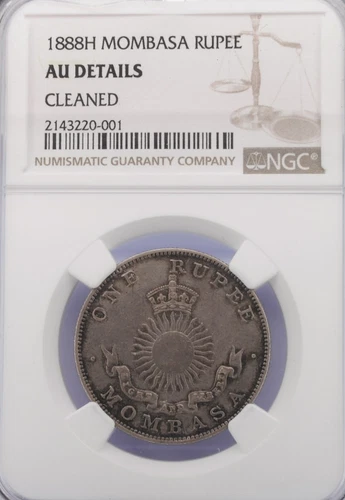 1888-H Mombasa Rupee AU Details NGC (L0354)