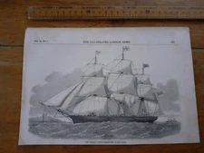 1851 London Illustrated News print The Racer clipper New York