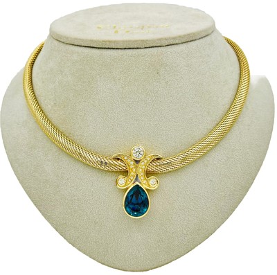 Vintage DIOR Kristall Vergoldet Kette,Choker,Statesman,Schmuck ca.39-40cm.+BOX.