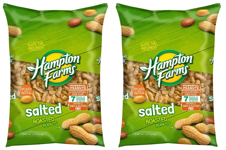 2 pack - Hampton Farms Salted In-Shell Peanuts, 5 lbs. FREE shipping