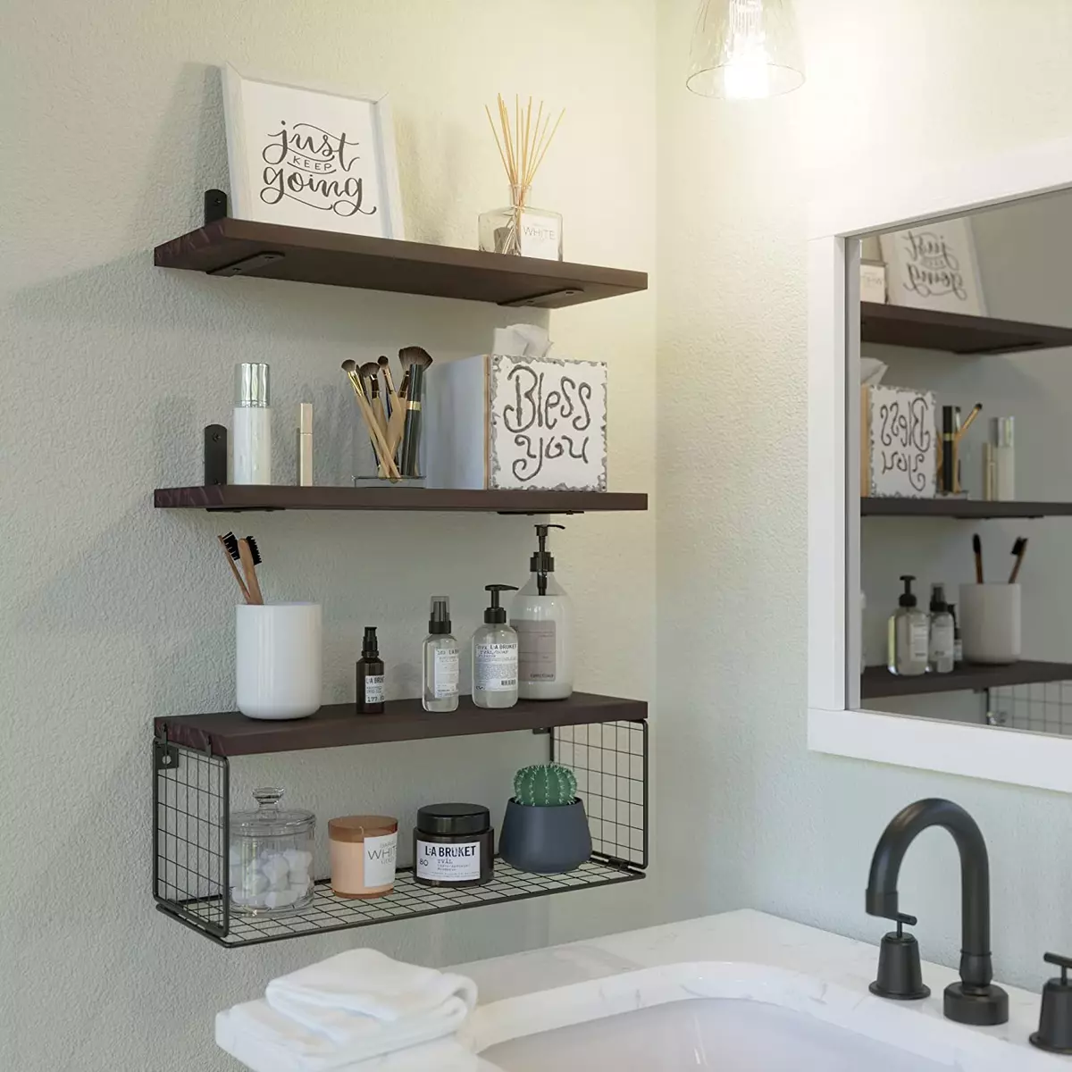 Wooden Over Sink Shelf, Bathroom Sink Shelf, Rustic Bathroom Over