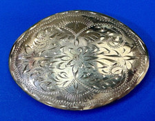 Beautiful Western Flair 3.5" Wide Engraved Oval Vintage Belt Buckle