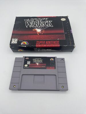 SNES box and game Cart Nintendo Warlock Tested and Working