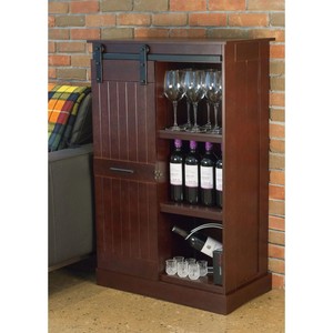 New Red Classic Barn Door Wine Bottle Design Storage Rack Cabinet