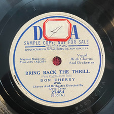 DECCA 27484 PROMO Don Cherry 78rpm Bring Back the Thrill/I Apologize