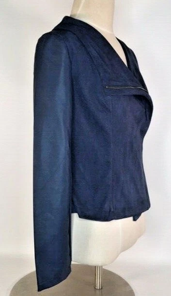 Romeo & Juliet Couture Mujer M Moto Chaqueta Azul Imitación Cuero Micro Gamuza Nueva con Etiquetas Foto 4 de 4