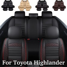 For Toyota Highlander Car 5 Seat Covers Full Set Pu Leather 3d Lumbar Pillow Pad