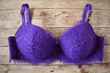 Victoria's Secret 32C DREAM ANGELS LINED DEMI LACE BRA Bright Purple