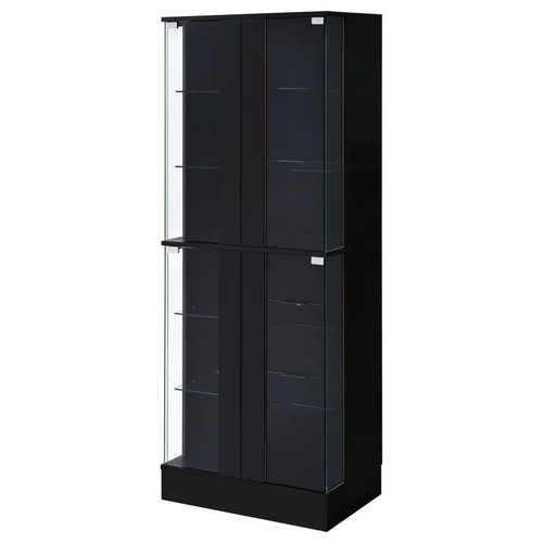 Cabra Black Tower Display Case Curio Cabinet with Glass Shelves and LED Lighting - Picture 8 of 10