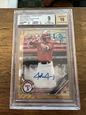 Topps 2019 Bowman Chrome Draft Josh Jung Gold Wave Refractor Auto /50 BGS 9