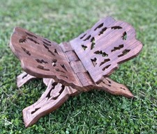 Hand Carved Wooden Folding Book Stand Rehal Quran Bible Cookbook Holder Tablet