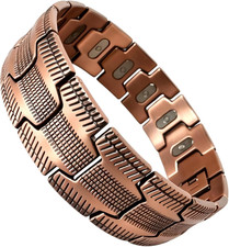 Magnetic Solid Copper Bracelet for Men, 99 Pure Copper with Magnets, Adjustable