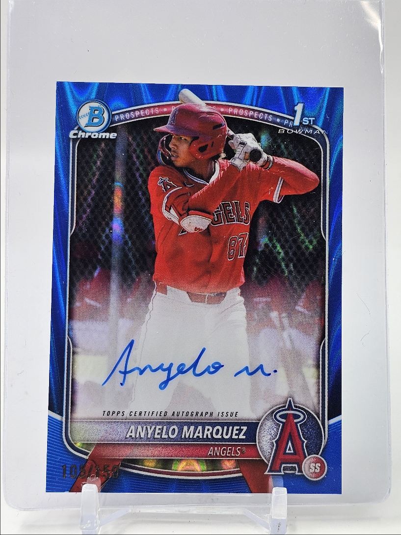 ANYELO MARQUEZ 2025 BOWMAN CHROME 1ST BLUE RAYWAVE AUTO /150 Q4060