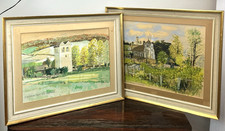 Pair of Charles Johnston Original Watercolour Paintings 1973 Bradenham & Fingest