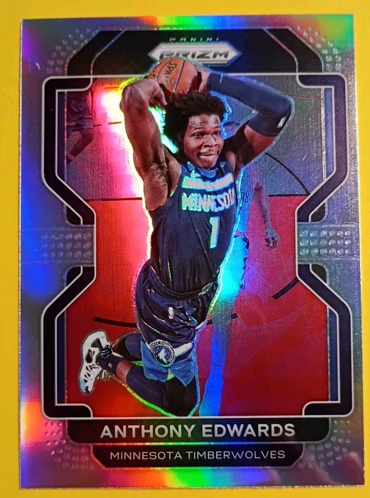 2021-22 Panini Prizm #37 Anthony Edwards Silver Antman On The Silver Parallel