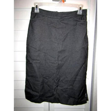 Dark Heather Gray Stretch Fabric Pencil Skirt, side slits, pockets M