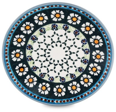 Bunzlauer ceramic breakfast plate ø19.5 cm – hand painted design chamomile green