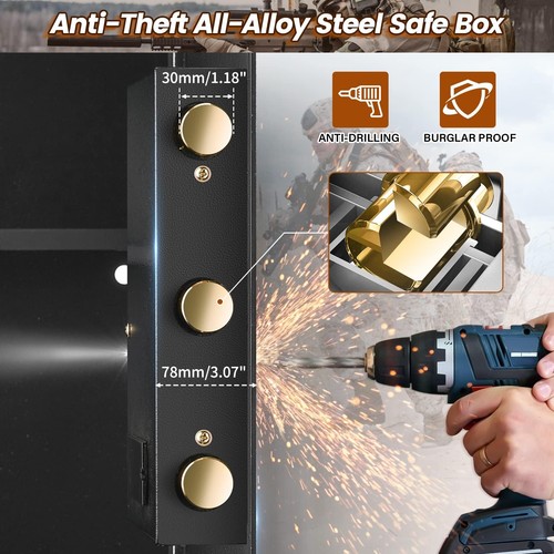 3.3 Cubic Feet Home Safe Fireproof Waterproof, Digital Home Security Safe Box... - Picture 7 of 9