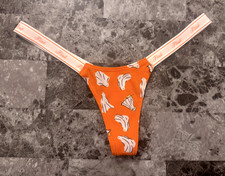 VICTORIA'S SECRET PINK XS ORANGE GHOST DOG HALLOWEEN MICRO TINY THONG PANTIES