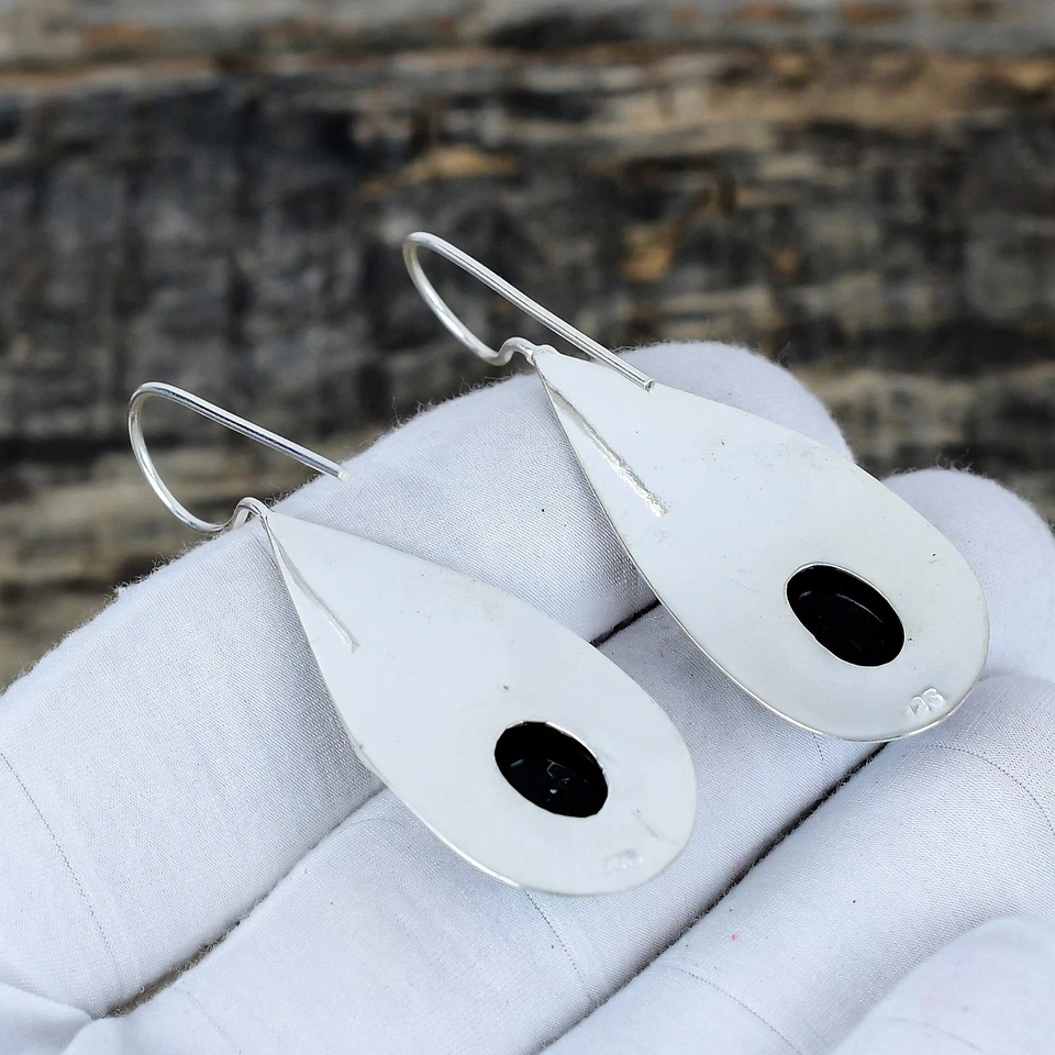 Orecchini In Argento Sterling 925 Con Gemma Opale Triplo Australiano Regalo - Immagine 4 di 4