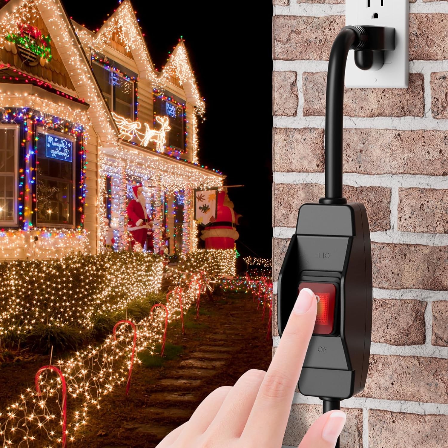 KASONIC 3 Prong Extension Cord with Switch, 1875W 15A Grounded 6 FT, Black 