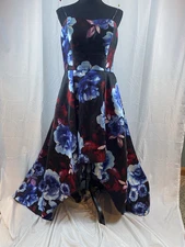 Speechless Hi Lo Formal Prom Dress Juniors Size 15 Blue Floral All Over Print