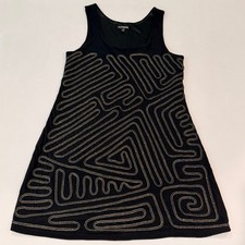 Express Women's Black Gold Embellished Sleeveless Cocktail Mini Dress Size Small