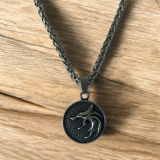 316L Stainless Steel Biker Wolf Head Pendant Necklace Free Chain